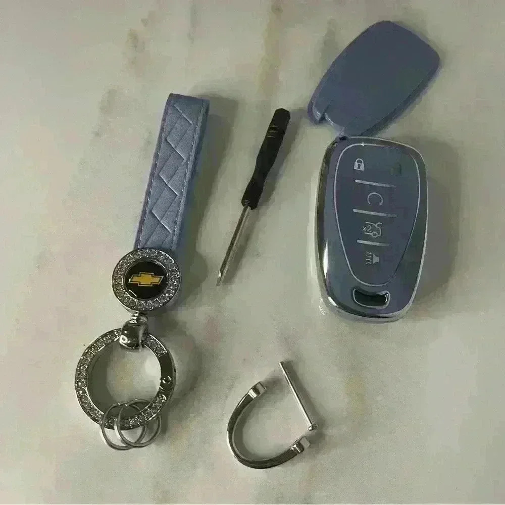 Ford Genuine Leather Car Keychain Blue XFL